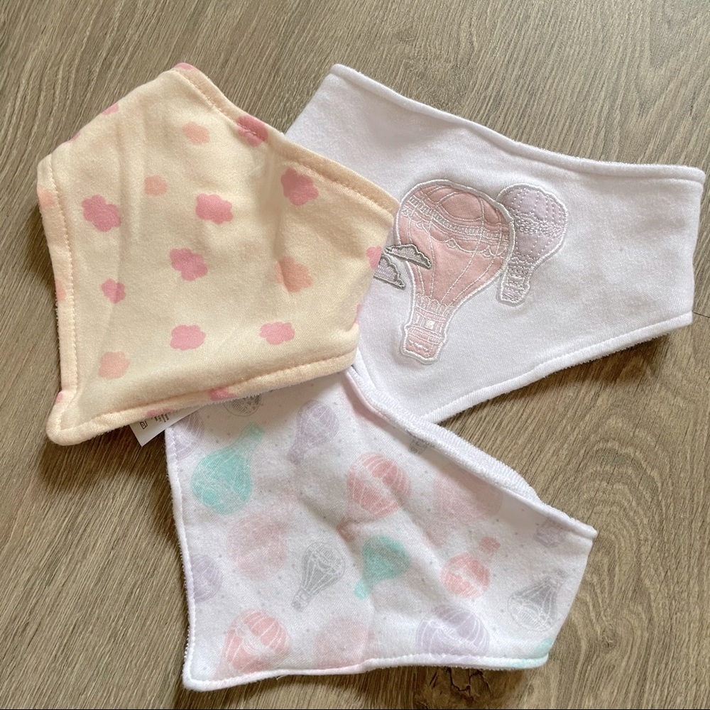 Baby bibs hot air balloon clouds
